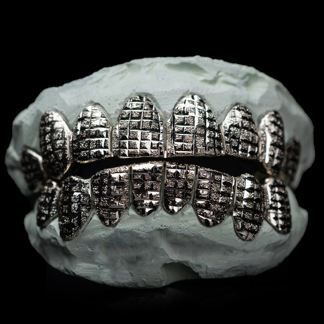 Solid 925 Silver Princess Cut Diamond Dust Grillz