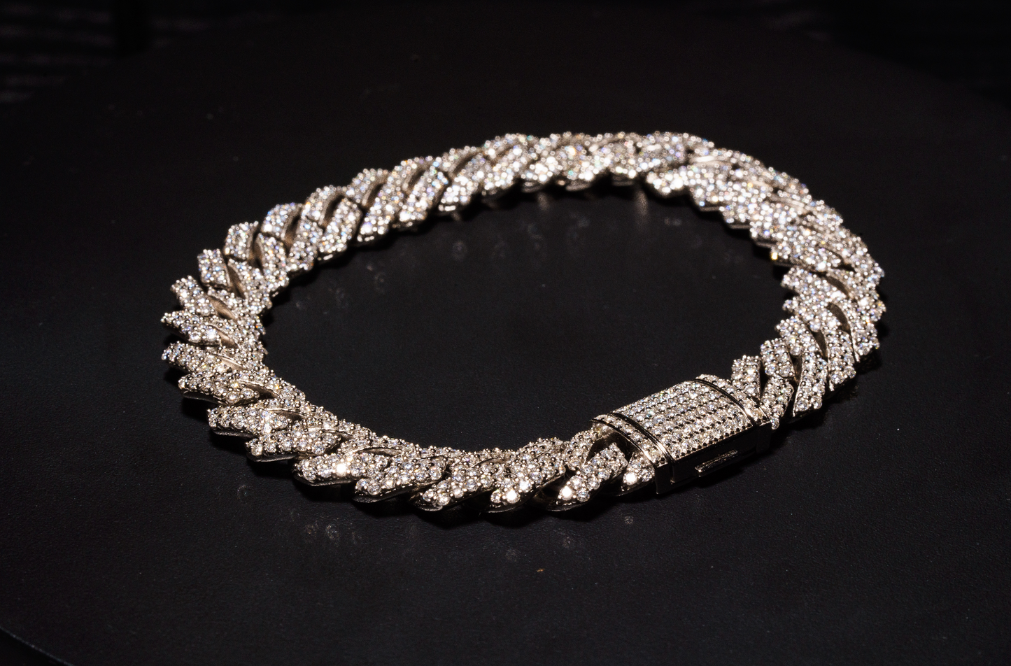 925 Sterling Silver 12MM VVS D Cuban Link Bracelet