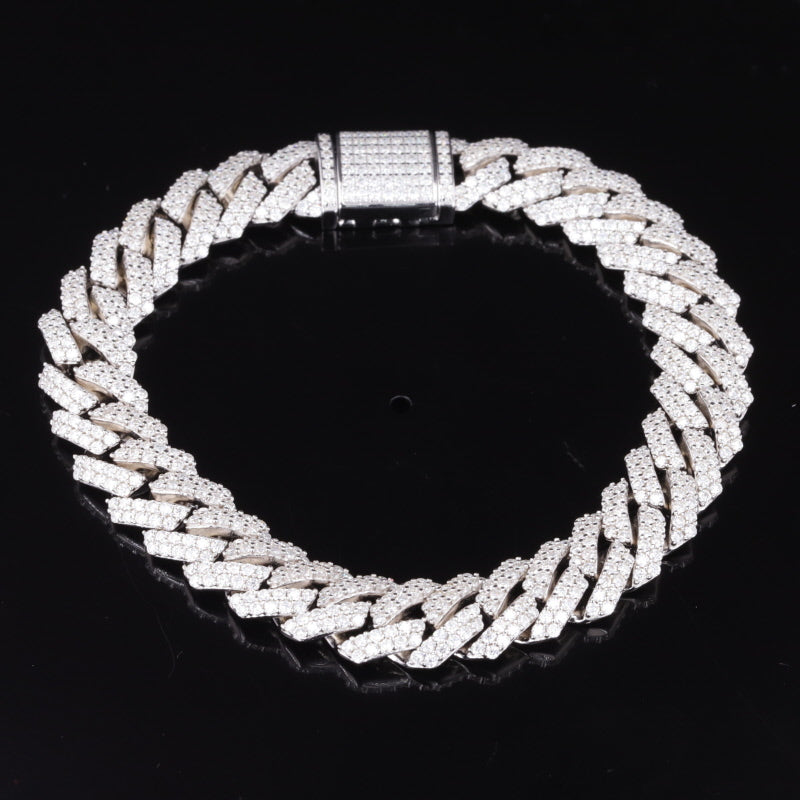 925 Sterling Silver 10MM VVS D Cuban Link Bracelet