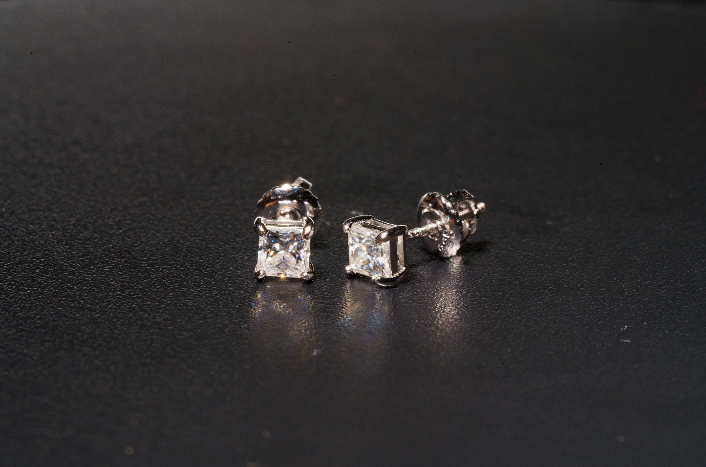 925 Sterling Silver VVS D .6CT Princess Cut Stud Earrings