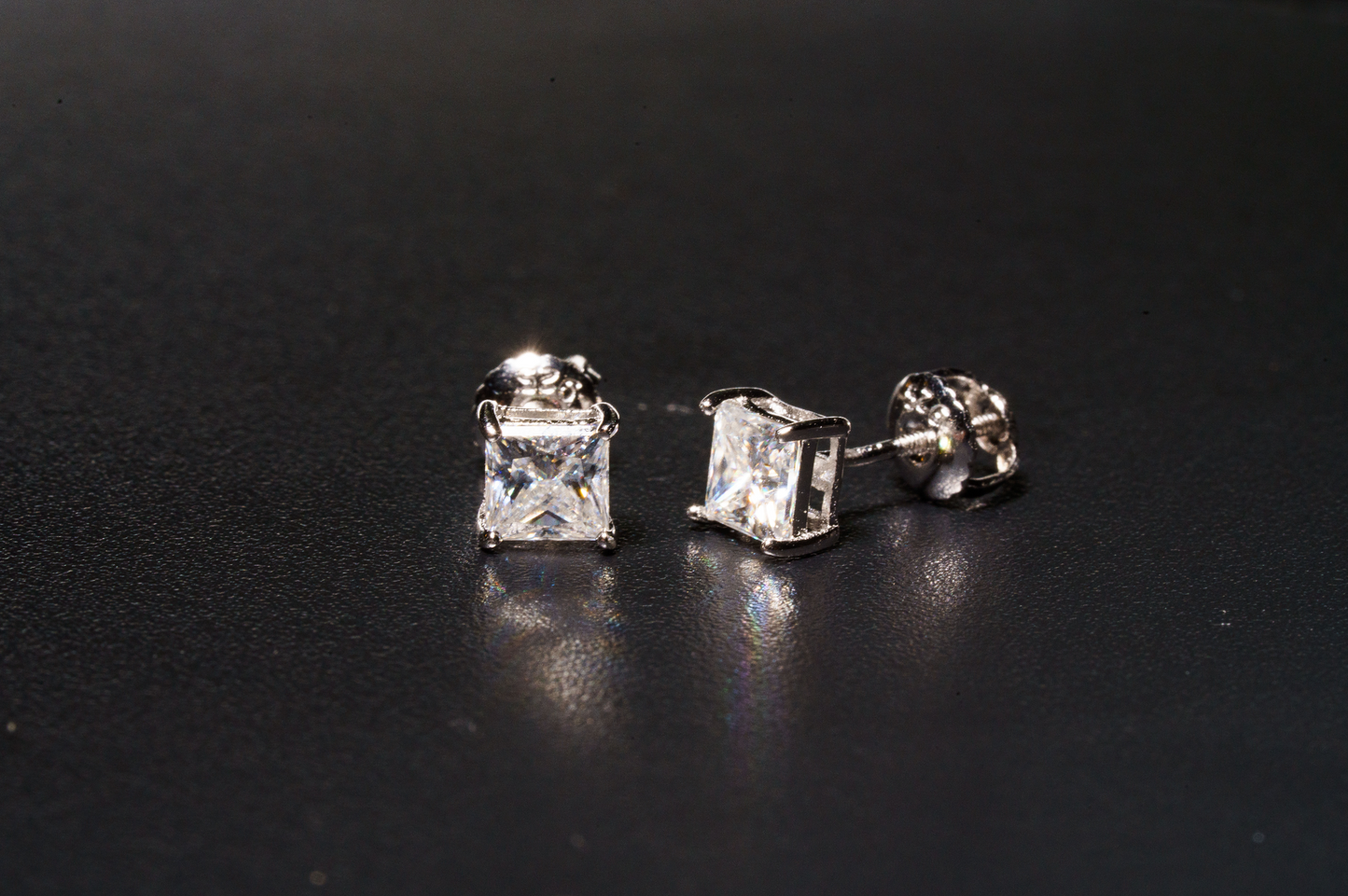 925 Sterling Silver VVS D .8CT Princess Cut Stud Earrings