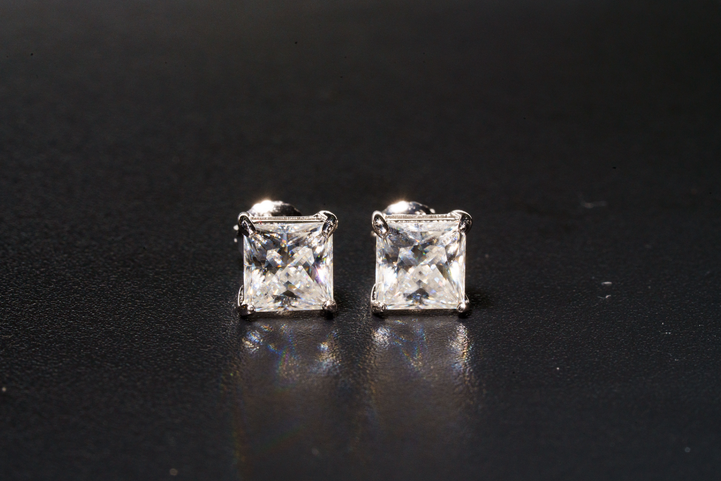 925 Sterling Silver VVS D 1.5CT Princess Cut Stud Earrings