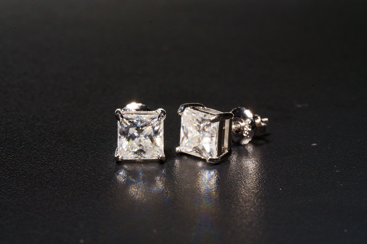 925 Sterling Silver VVS D 1.5CT Princess Cut Stud Earrings