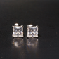 925 Sterling Silver VVS D 1.2CT Princess Cut Stud Earrings