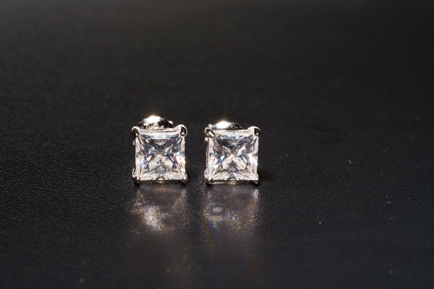 925 Sterling Silver VVS D 1.2CT Princess Cut Stud Earrings