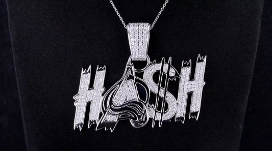 14K Solid White Gold HASH Pendant