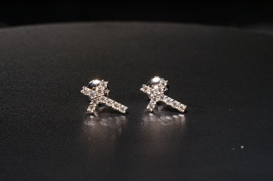 925 Sterling Silver VVS D Cross Earrings