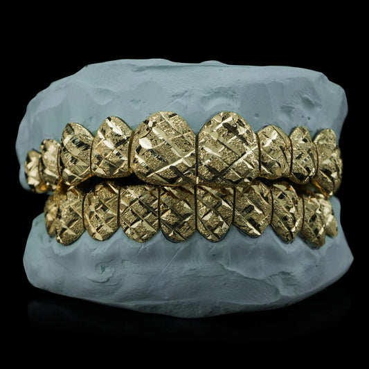 Solid Gold Diamond Cut Diamond Dust Grillz