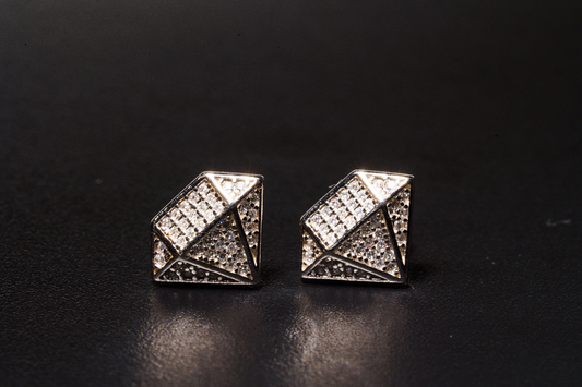 925 Sterling Silver VVS D Diamond Shaped Earrings