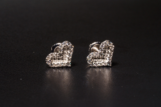 925 Sterling Silver VVS D Heart Shaped Earring