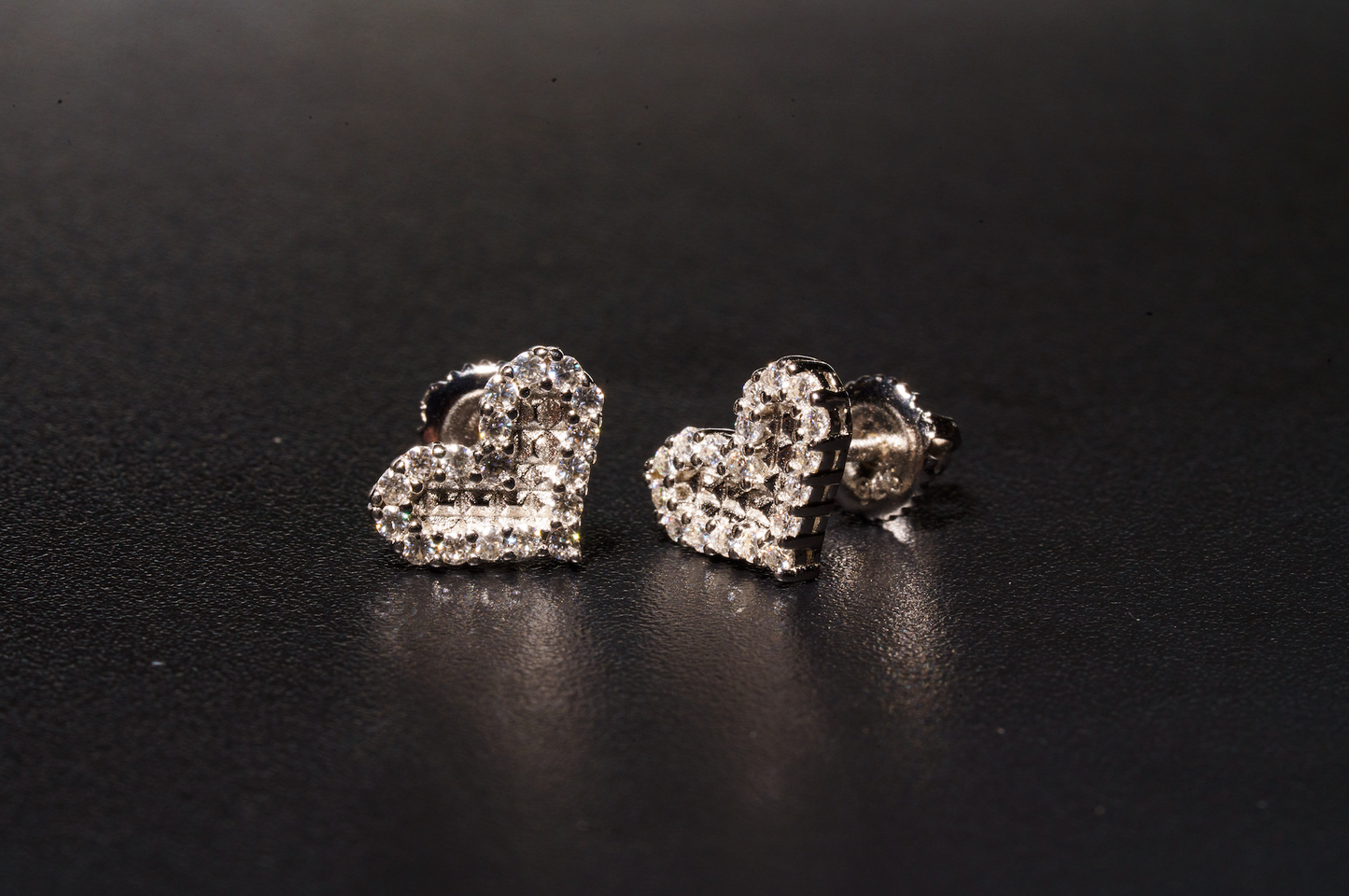 925 Sterling Silver VVS D Heart Shaped Earring