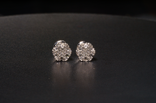925 Sterling Silver VVS D Honeycomb Stud Earrings