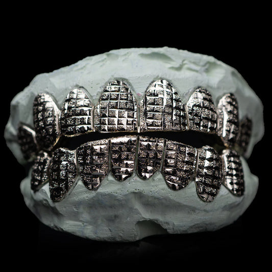 Solid 925 Silver Princess Cut Diamond Dust Grillz