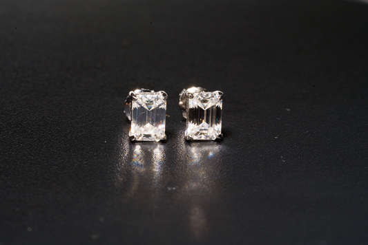 925 Sterling Silver 1.2CT VVS D Radiant Cut Solitaire Stud Earring