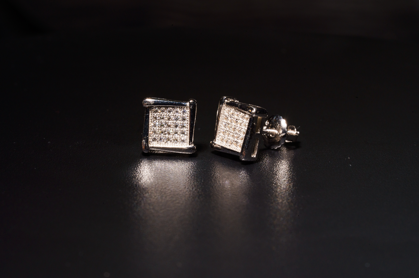 925 Sterling Silver VVS D Micro Square Stud Earrings