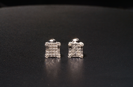 925 Sterling Silver VVS D Square Studded Earrings