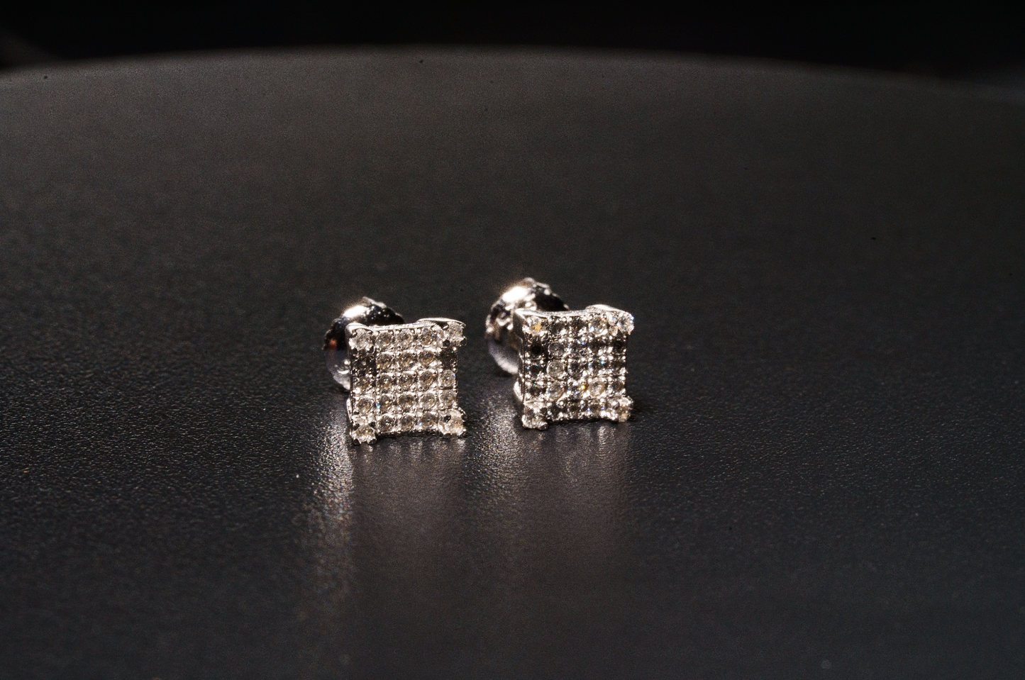 925 Sterling Silver VVS D Square Studded Earrings