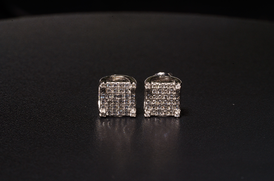 925 Sterling Silver VVS D Square Stud Earrings