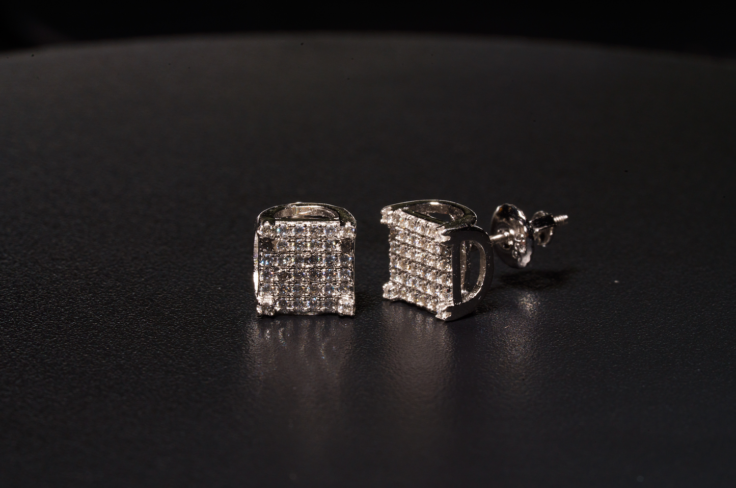 925 Sterling Silver VVS D Square Stud Earrings