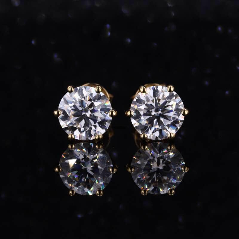 18K Solid Gold 1CT VVS D Screwback Stud Earring