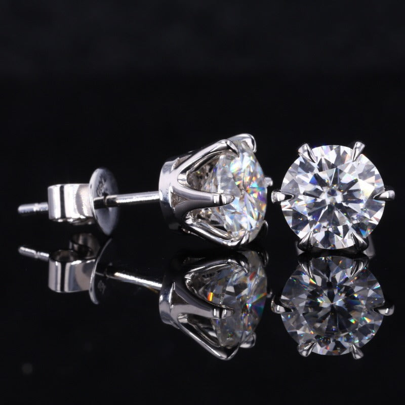 925 Sterling Silver 1CT VVS D Stud Earring