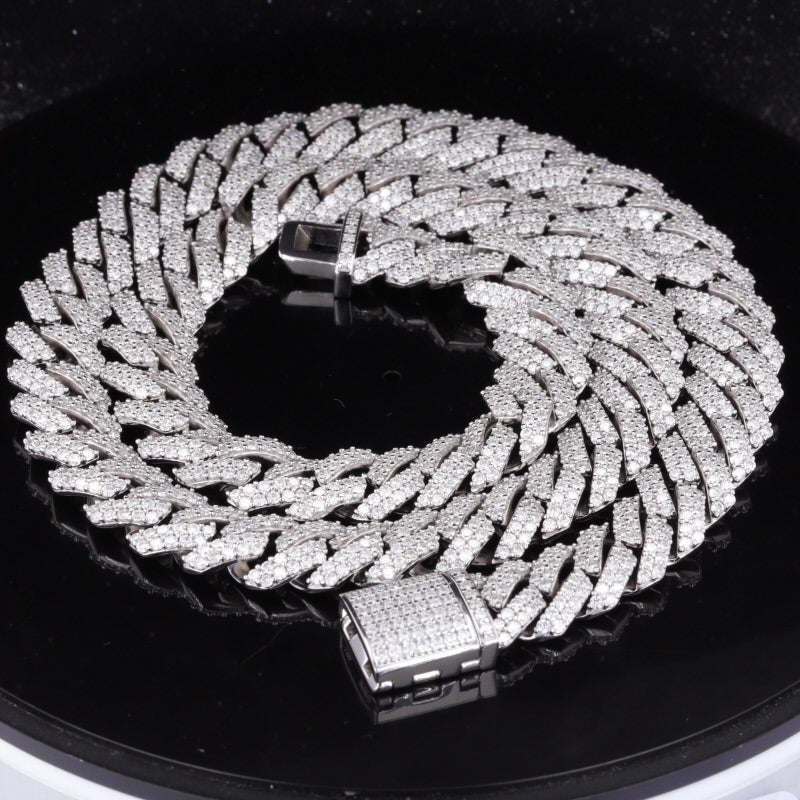 925 Sterling Silver 12MM VVS D Cuban Link Necklace